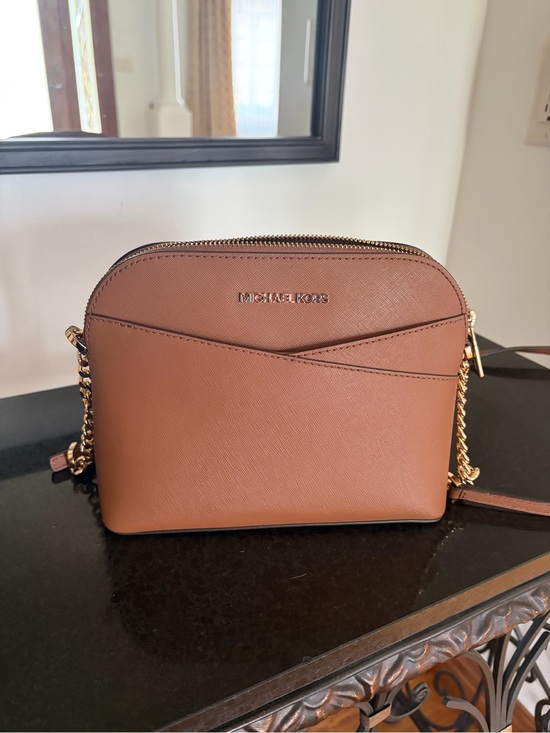Michael Kors Handbags - Michael Kors Tan Saffiano Leather Messenger Bag with Gold  Hardware